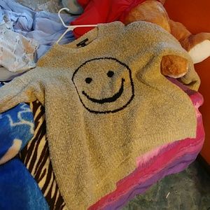 Oversized Sweater with Smiley Face on Front